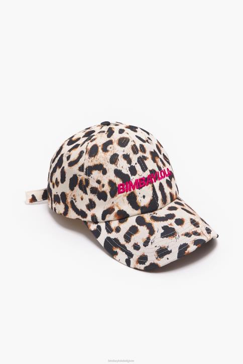 katoenen pet met luipaardprint Bimba Y Lola natuurlijk accessoires 4HDL867
