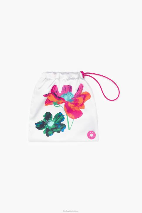 gebloemde zijden sjaal Bimba Y Lola gebroken wit accessoires 4HDL606