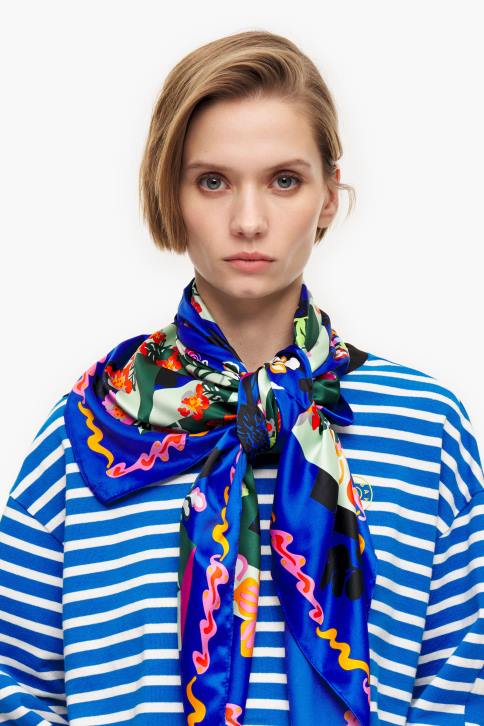 geometrische bloemen en sjaal met logo Bimba Y Lola blauw accessoires 4HDL628