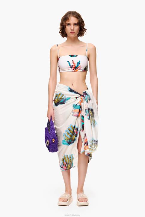 katoenen sarong met lange print Bimba Y Lola koraal accessoires 4HDL609