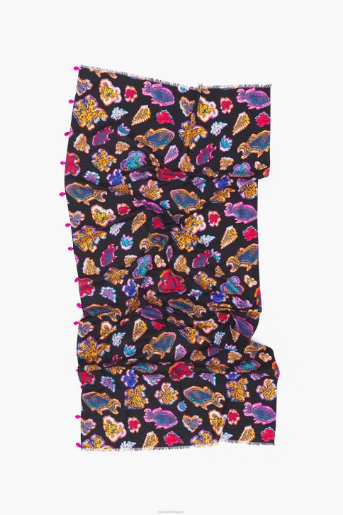 korte katoenen vis zee sarong Bimba Y Lola zwart accessoires 4HDL612