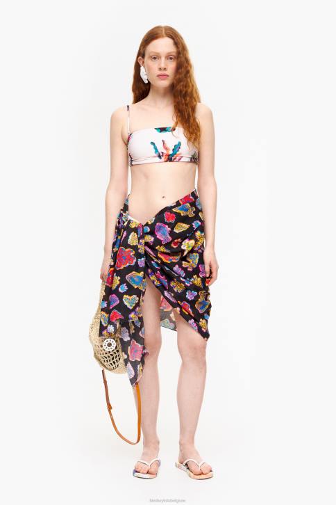 lange katoenen vis zee sarong Bimba Y Lola zwart accessoires 4HDL610
