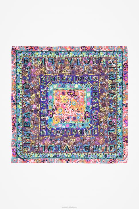 sjaal met bloemen en logo's Bimba Y Lola taupe accessoires 4HDL636