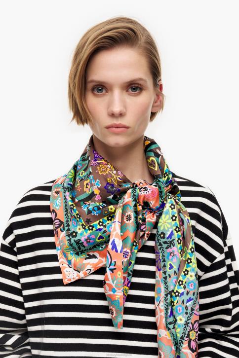 sjaal met bloemen en logo\'s Bimba Y Lola taupe accessoires 4HDL636