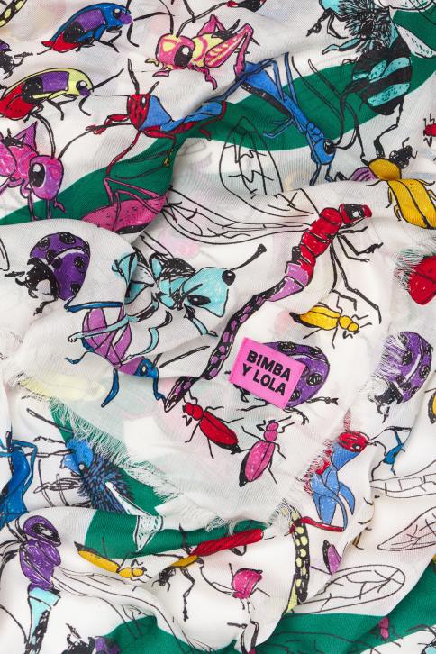 sjaal met insecten en logo Bimba Y Lola gebroken wit accessoires 4HDL641