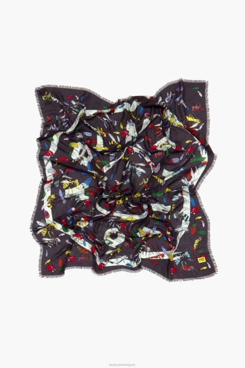 sjaal met insecten en logo Bimba Y Lola grijs accessoires 4HDL639