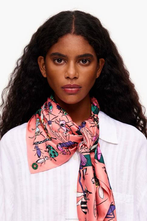 sjaal met insecten en logo Bimba Y Lola koraal accessoires 4HDL642