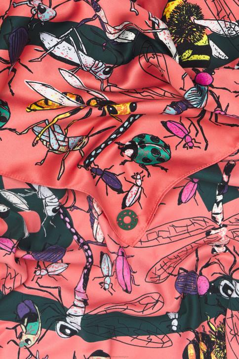 sjaal met insecten en logo Bimba Y Lola koraal accessoires 4HDL642