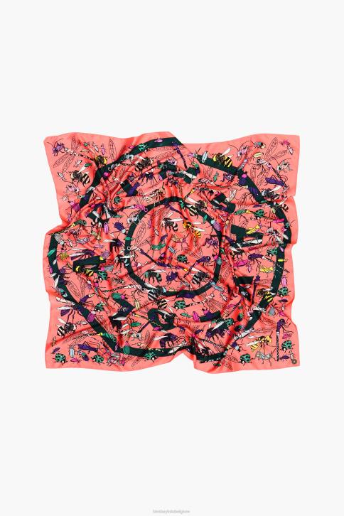 sjaal met insecten en logo Bimba Y Lola koraal accessoires 4HDL642