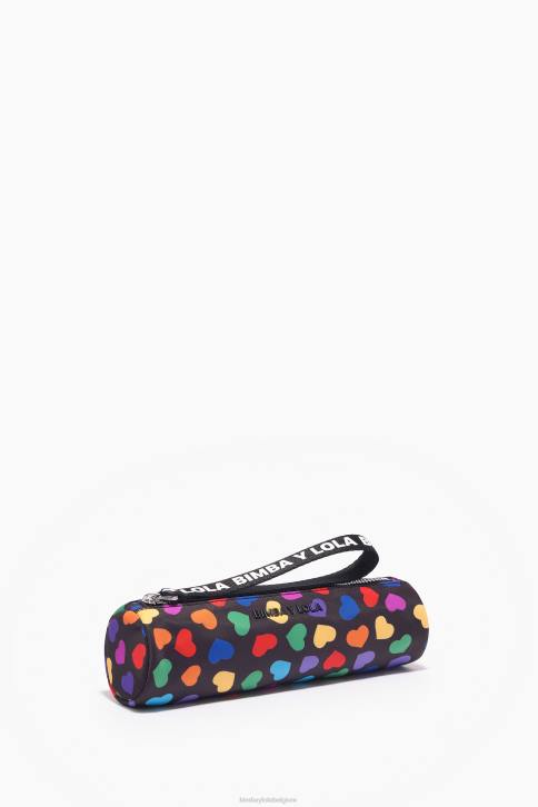 cilindrische hoes van nylon met hartenprint Bimba Y Lola zwart accessoires 4HDL1119