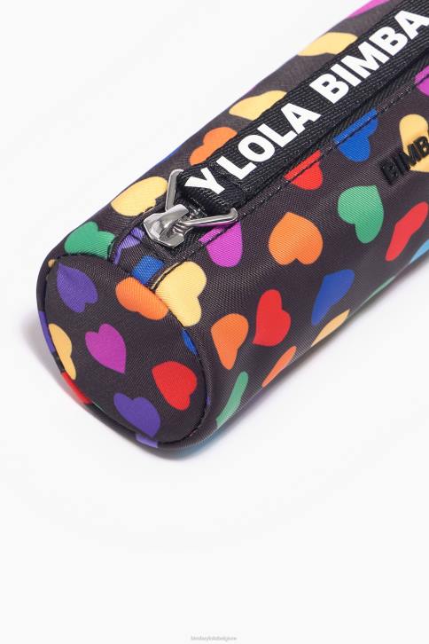 cilindrische hoes van nylon met hartenprint Bimba Y Lola zwart accessoires 4HDL1119