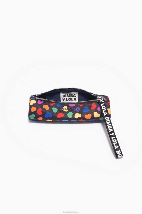 cilindrische hoes van nylon met hartenprint Bimba Y Lola zwart accessoires 4HDL1119