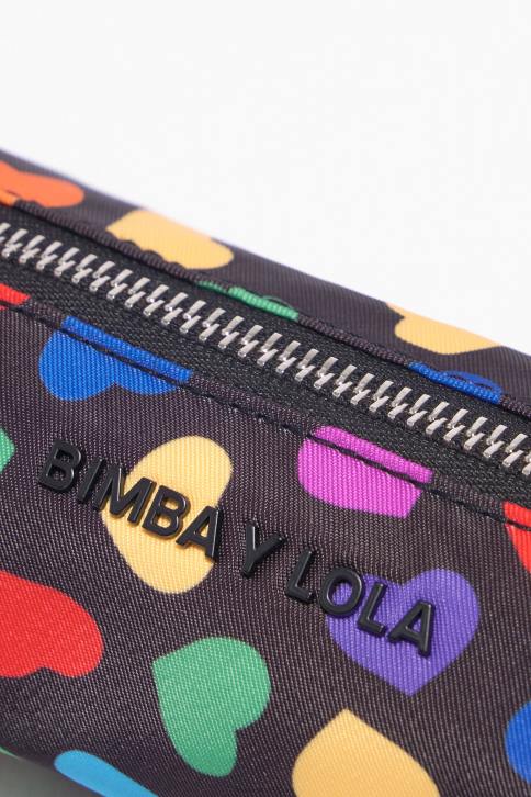 cilindrische hoes van nylon met hartenprint Bimba Y Lola zwart accessoires 4HDL1119