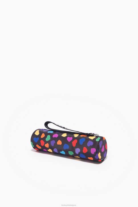 cilindrische hoes van nylon met hartenprint Bimba Y Lola zwart accessoires 4HDL1119