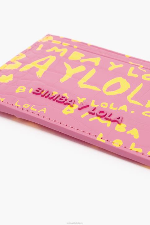 kaarthouder met krokodillenprint Bimba Y Lola roze accessoires 4HDL1130