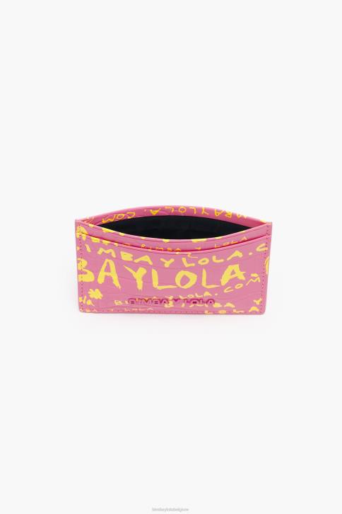 kaarthouder met krokodillenprint Bimba Y Lola roze accessoires 4HDL1130