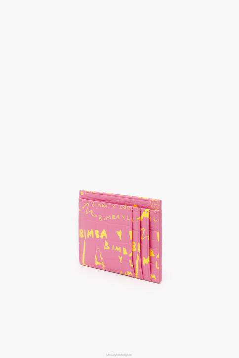 kaarthouder met krokodillenprint Bimba Y Lola roze accessoires 4HDL1130