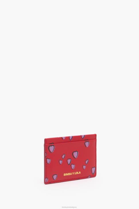 lederen kleine harten kaarthouder Bimba Y Lola rood accessoires 4HDL1006
