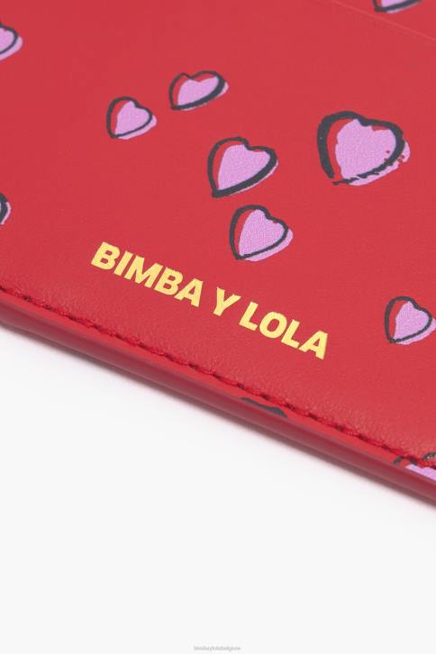 lederen kleine harten kaarthouder Bimba Y Lola rood accessoires 4HDL1006