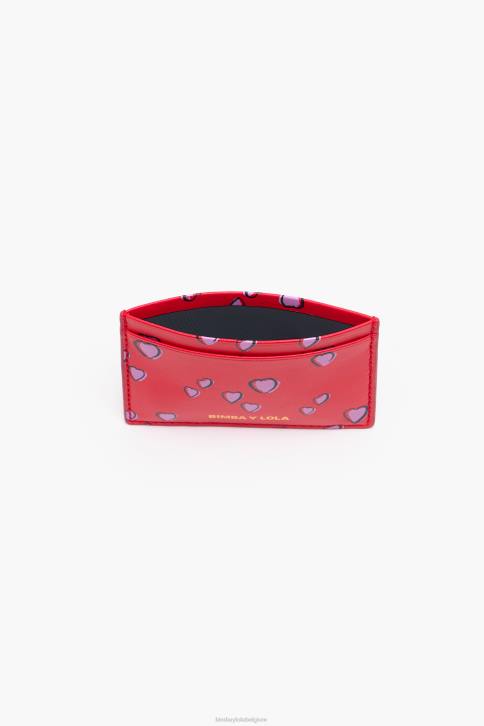lederen kleine harten kaarthouder Bimba Y Lola rood accessoires 4HDL1006