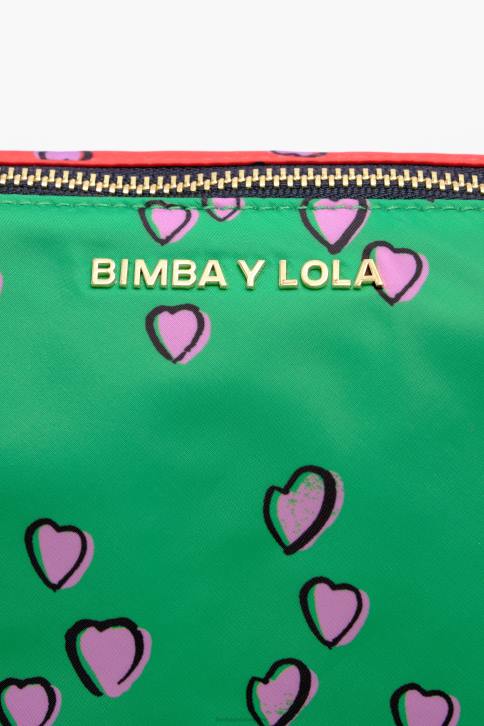 grote make-up koffer met hartjes print Bimba Y Lola trapezium groen accessoires 4HDL1083