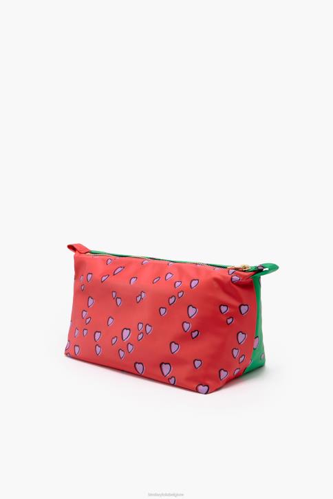 grote make-up koffer met hartjes print Bimba Y Lola trapezium groen accessoires 4HDL1083