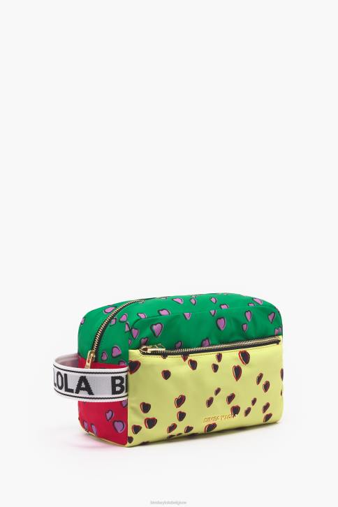grote rechthoekige make-up koffer met hartjes print Bimba Y Lola geel accessoires 4HDL1086