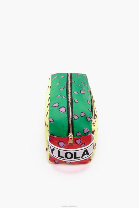 grote rechthoekige make-up koffer met hartjes print Bimba Y Lola geel accessoires 4HDL1086