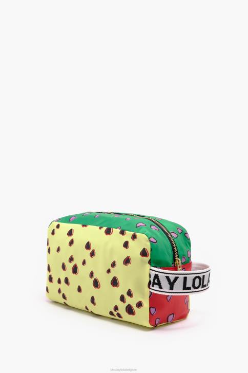grote rechthoekige make-up koffer met hartjes print Bimba Y Lola geel accessoires 4HDL1086