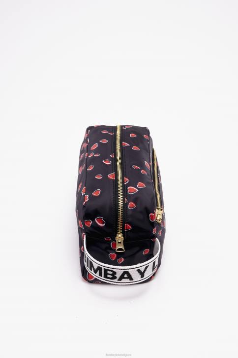 grote rechthoekige make-up koffer met hartjes print Bimba Y Lola zwart accessoires 4HDL1087