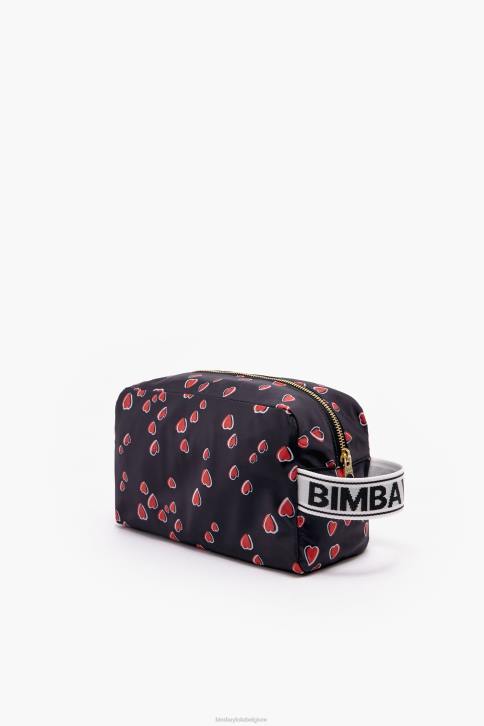 grote rechthoekige make-up koffer met hartjes print Bimba Y Lola zwart accessoires 4HDL1087