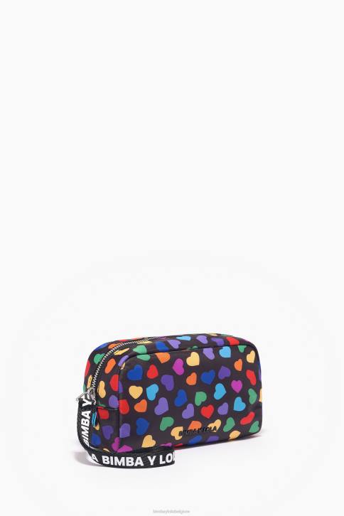 harten print nylon make-up etui met halve maan Bimba Y Lola zwart accessoires 4HDL1118