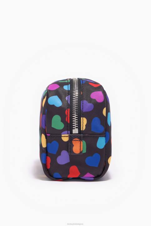 harten print nylon make-up etui met halve maan Bimba Y Lola zwart accessoires 4HDL1118