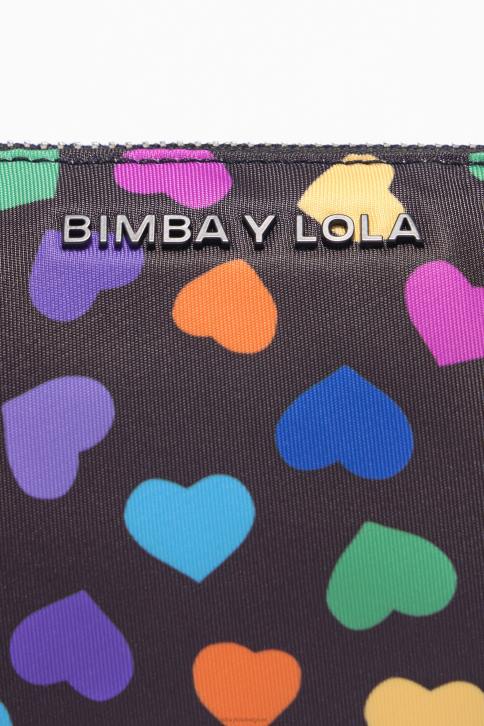 harten print nylon trapezium make-up etui Bimba Y Lola zwart accessoires 4HDL1116