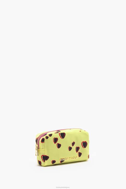 klein rechthoekig make-up etui met hartjes print Bimba Y Lola geel accessoires 4HDL1081