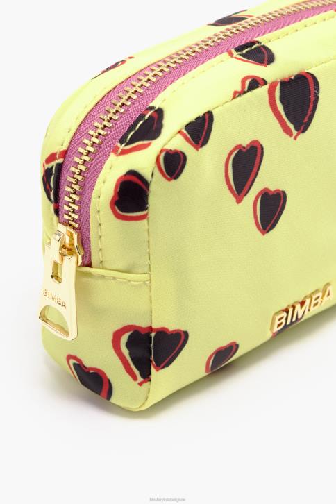 klein rechthoekig make-up etui met hartjes print Bimba Y Lola geel accessoires 4HDL1081