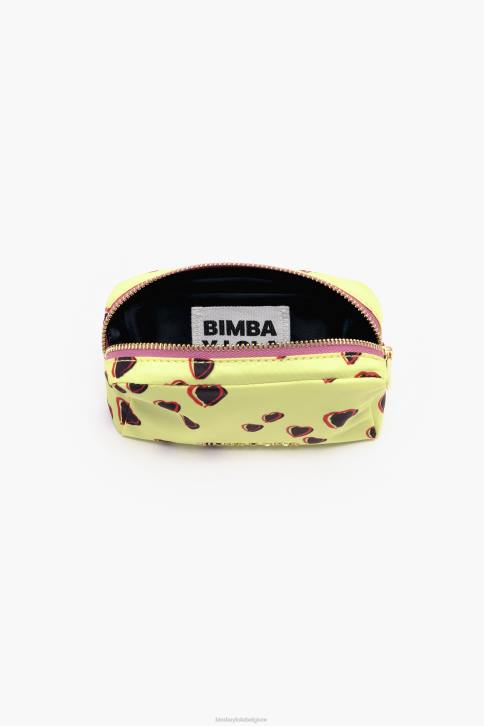 klein rechthoekig make-up etui met hartjes print Bimba Y Lola geel accessoires 4HDL1081