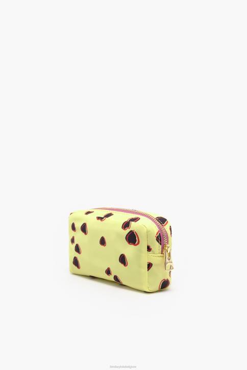 klein rechthoekig make-up etui met hartjes print Bimba Y Lola geel accessoires 4HDL1081