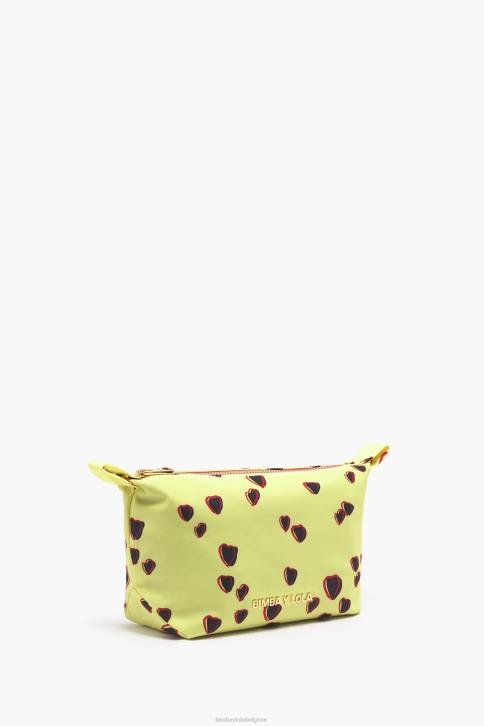 klein trapezium make-up etui met hartjes print Bimba Y Lola geel accessoires 4HDL1078