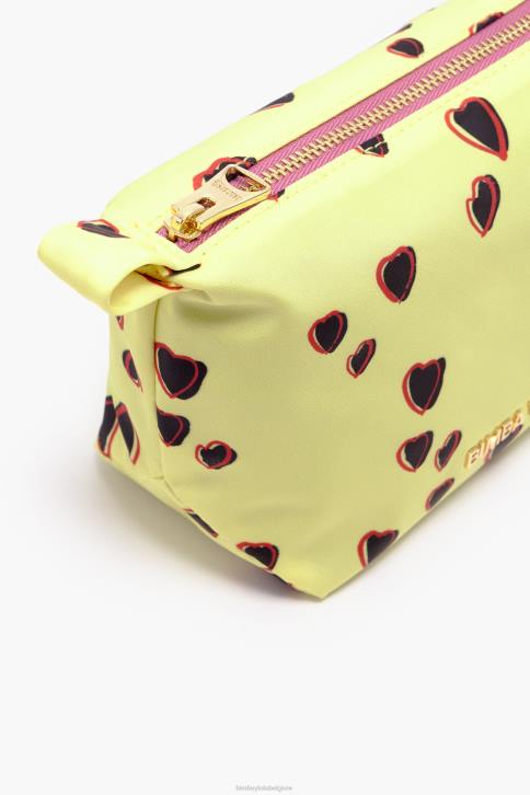 klein trapezium make-up etui met hartjes print Bimba Y Lola geel accessoires 4HDL1078
