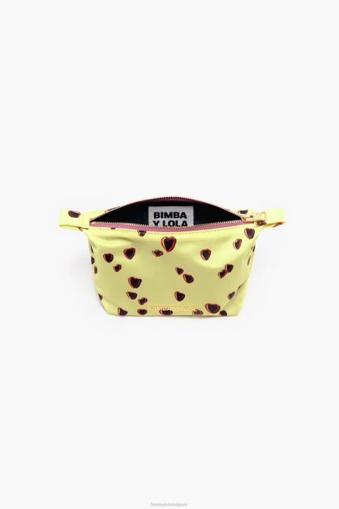 klein trapezium make-up etui met hartjes print Bimba Y Lola geel accessoires 4HDL1078