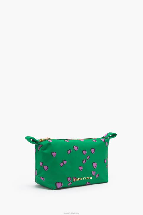 klein trapezium make-up etui met hartjes print Bimba Y Lola groente accessoires 4HDL1079