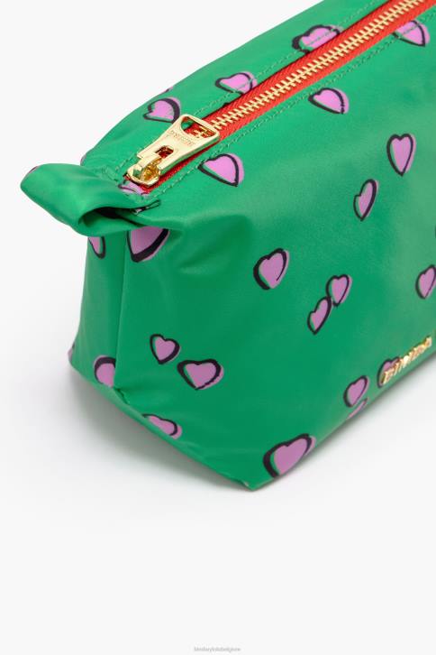 klein trapezium make-up etui met hartjes print Bimba Y Lola groente accessoires 4HDL1079