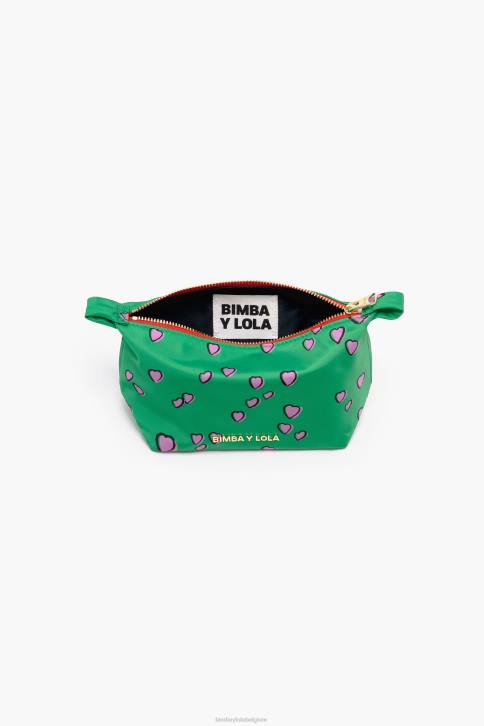 klein trapezium make-up etui met hartjes print Bimba Y Lola groente accessoires 4HDL1079