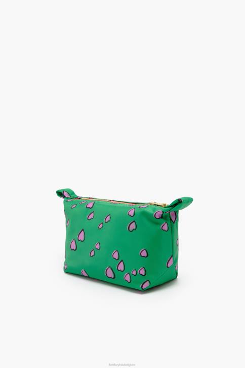 klein trapezium make-up etui met hartjes print Bimba Y Lola groente accessoires 4HDL1079