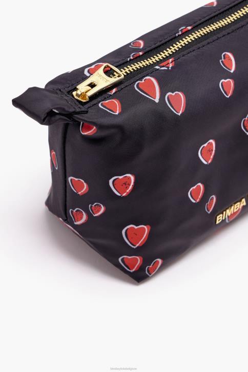 klein trapezium make-up etui met hartjes print Bimba Y Lola zwart accessoires 4HDL1080