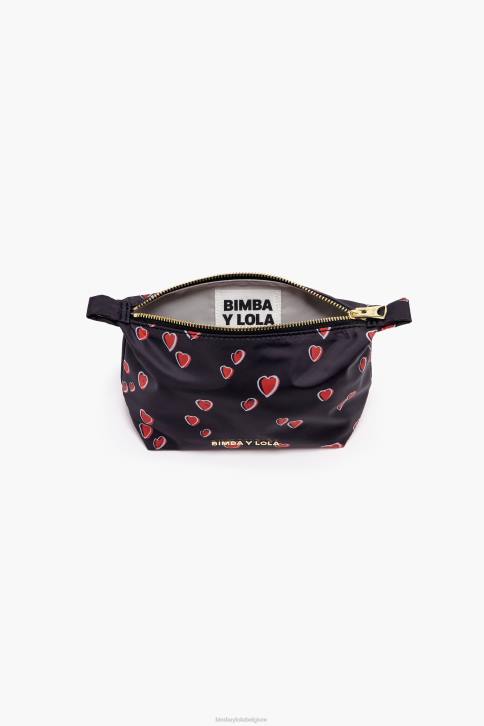 klein trapezium make-up etui met hartjes print Bimba Y Lola zwart accessoires 4HDL1080