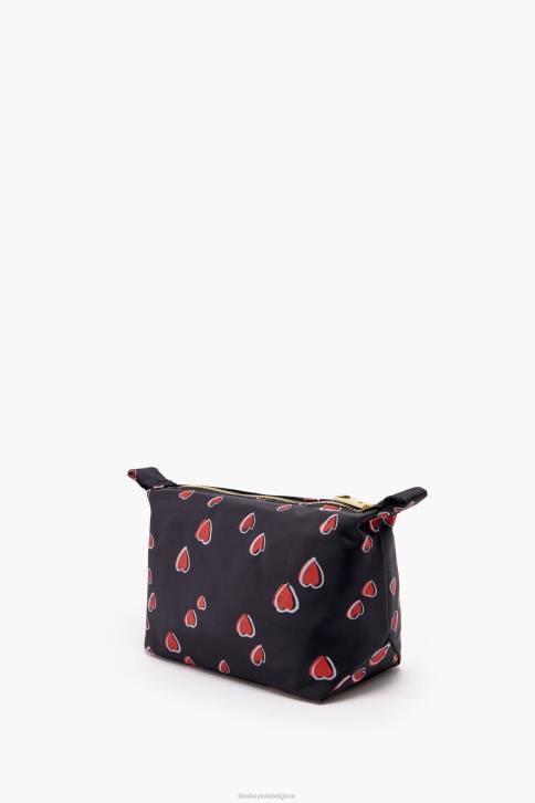 klein trapezium make-up etui met hartjes print Bimba Y Lola zwart accessoires 4HDL1080