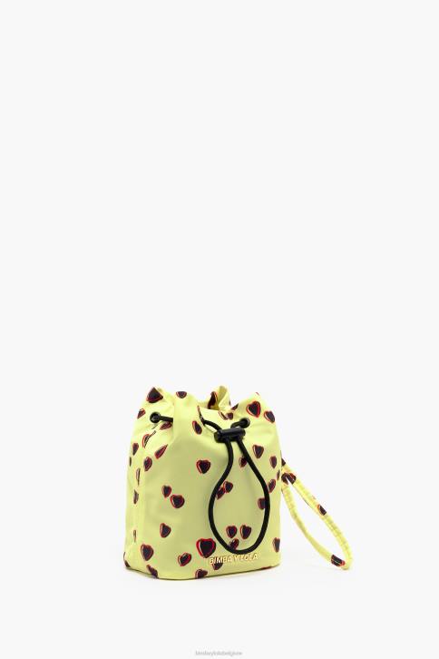 kleine bucket mini tas met hartjes print Bimba Y Lola geel accessoires 4HDL1084