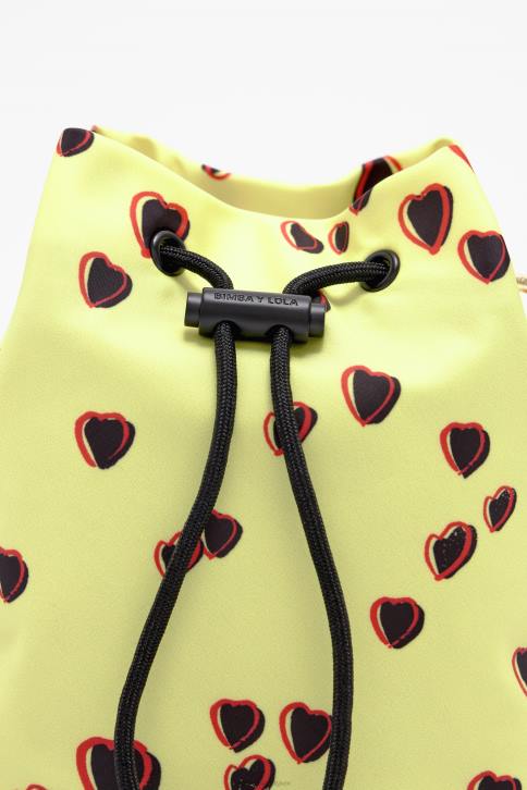 kleine bucket mini tas met hartjes print Bimba Y Lola geel accessoires 4HDL1084
